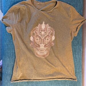 Alexander MQueen olive T-Shirt with Skull Design